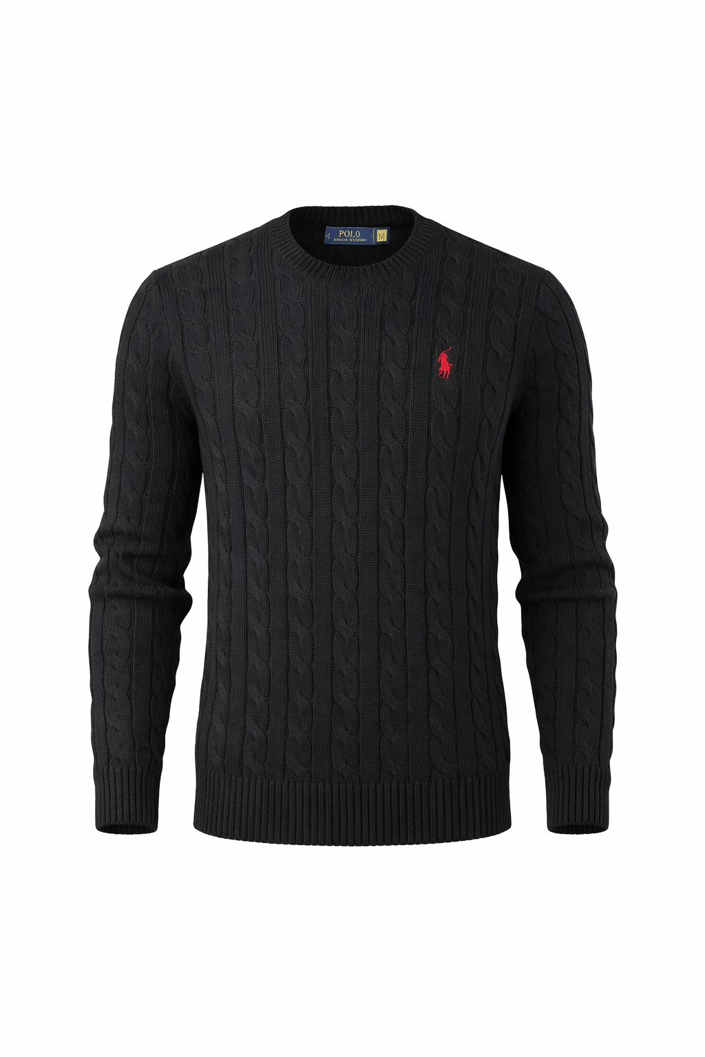 Juodas Cable Knit Megztinis